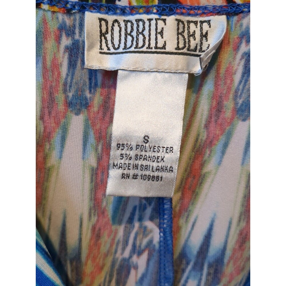 Robbie Bee Dress Small Sleeveless Art Waves Boho Blue Brown Orange - Picture 4 of 5